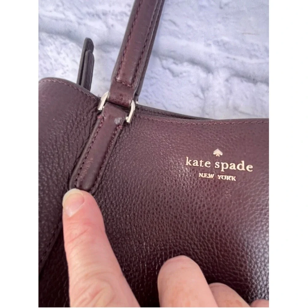 Kate Spade Burgundy Pebbled‎ Leather Top Handle Satchel Bag